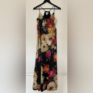 Nicole Miller New York Satin Floral Maxi Slip Dress Size L